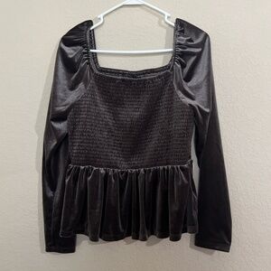 GAP Velvet Smocked Peplum Blouse